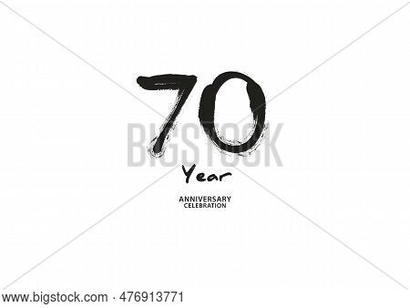 70 Year Anniversary Celebration Logotype On White Background For Poster, Banner, Flyer, Invitations 