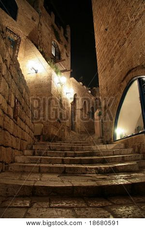 Alley in Old Jaffa at Night