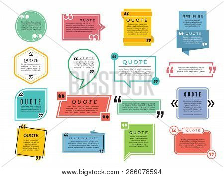 Quotes Shapes. Text Boxes Remark Sentences Quotes Vector Typography Frame Template. Illustration Of 