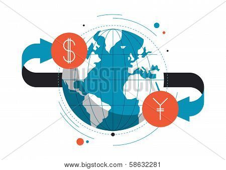 Currency Exchange Flat Illustration Concept