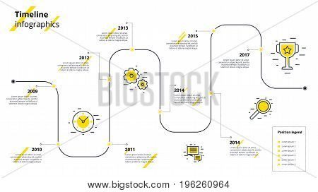 Business Timeline Workflow Infographics. Corporate Milestones Graphic Elements. Company Presentation