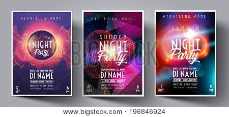 Dance Club Night Summer Party Flyer Brochure Layout Template. Club Party Banner design. Vector illustration