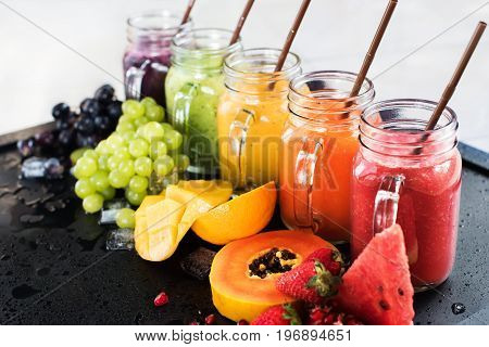 Fresh Color Juices Smoothie Tropical Fruits Multi