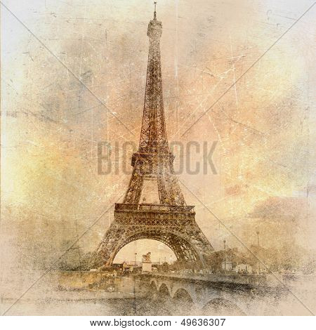 retro styled background - Eiffel tower