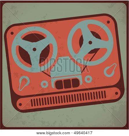 Vintage analog tape recorder. Vector illustration.