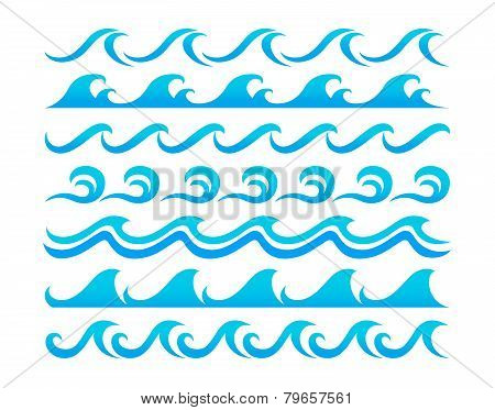 Water Waves Design Elements Vector Set