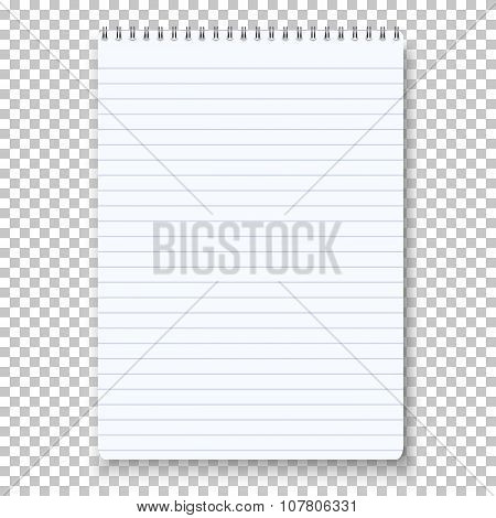 Photorealistic Vector Notepad Isolated on Transparent Background