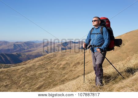 Hiking in Caucasus mountains.