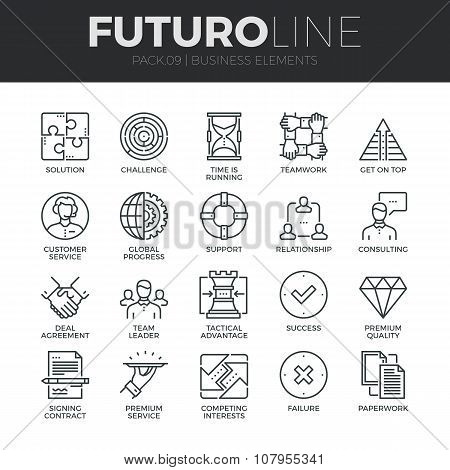 Business Elements Futuro Line Icons Set