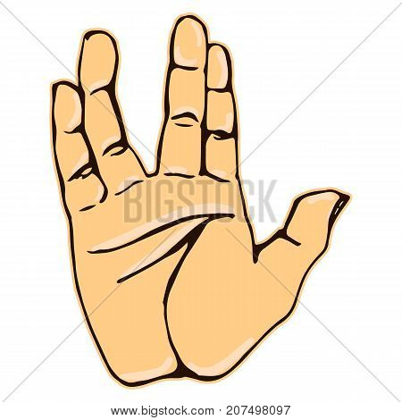 Vector colorful illustration of a human hand sign  salute isolated on white background. Can be used for web poster info graphic.