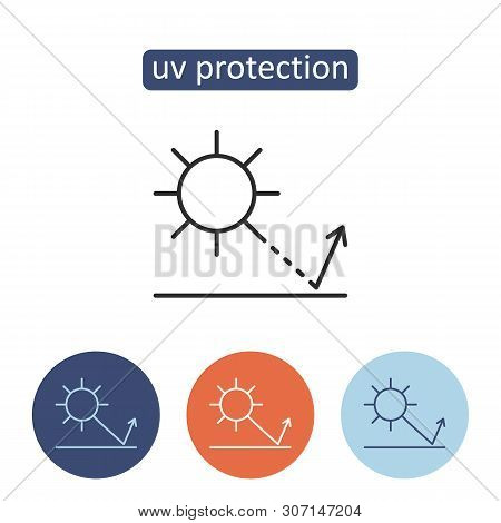 Uv Protection Material Outline Icons Set. Sun Block Fabric Sign. Textile Manufacturing Industry. Gar