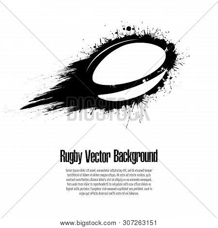 Grunge Rugby Background. Abstract Rugby Ball Made From Blots. Rugby Design Pattern. Vector Illustrat