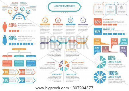 Infographic Elements - Steps And Options, People Infographics, Flowchart, Timeline, Circle Infograph