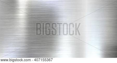 Realistic Brushed Metal Texture. Polished Stainless Steel Background. Vector Illustration.