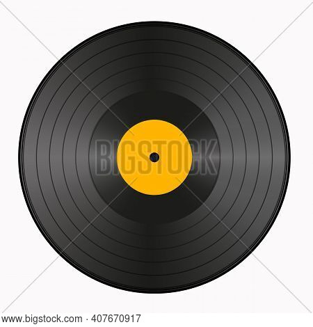 Realistic Vinyl Record. Vector, Record For The Gramophone. Classic Vinyl Record For Music. Editable 