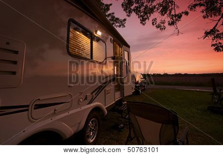 Travel Trailer Sunset