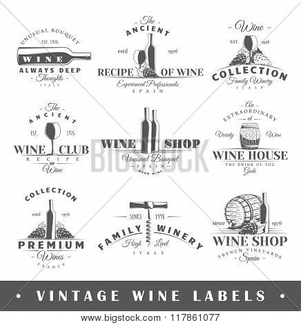 Set Of Vintage Wine Labels