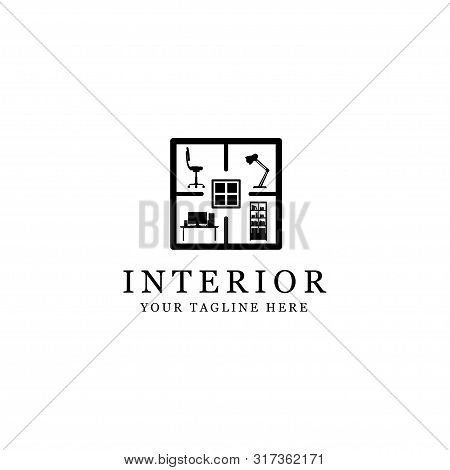 silhouette interior logo, minimalist room isolated white background, interior design icon isolated on white background from interior furniture collection. interior design icon trendy and modern interior design symbol for logo, web. interior design icon si