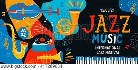 Summer International Jazz Music Festival.creative Modern Poster, Banner, Flyer With Classic Music In