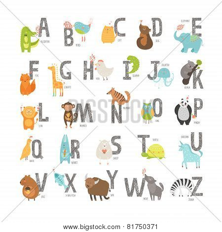 Cute vector zoo alphabet