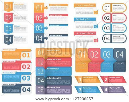 Infographic templates with numbers and text, business infographics elements set, workflow, process, steps or options, vector eps10 illustration