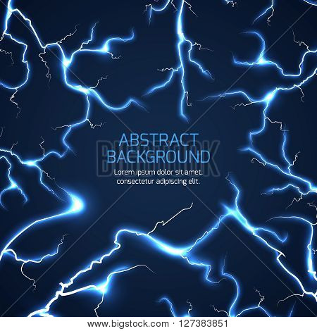 Lightning vector background. Bright lightning electricity pattern, electrician charge lightning vector illustration with text