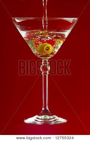 martini on red background