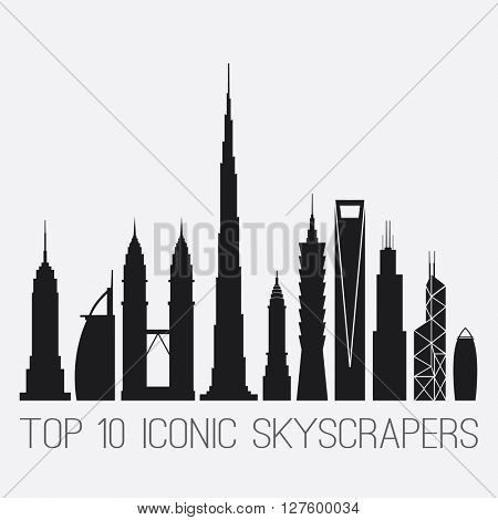 April 27, 2016. Iconic Skyscrapers. Empire St. Building, Burj Al Arab, Petronas Towers, Burj Khalifa, Chrysler Building, Taipei 101, Shanghai World Financial Ctr, Willis And Bank of China TWR, Gherkin