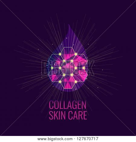 Vector illustration of a collagen drop. Serum skin care product. Collagen drop symbol. Beauty concept. Perfect for beauty massage and spa salons.