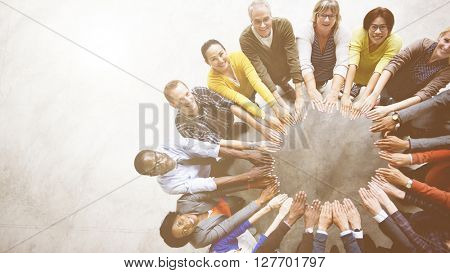 Diverse People Friendship Togetherness Connection Aerial View Concept