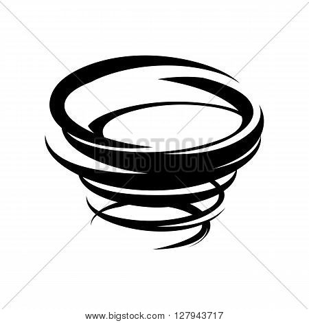 Abstract tornado icon. Vector typhoon symbol. Storm black and white isolated illustration. Weather sign.