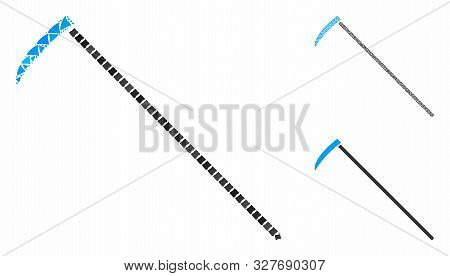 Scythe Composition Of Tremulant Parts In Different Sizes And Color Tints, Based On Scythe Icon. Vect