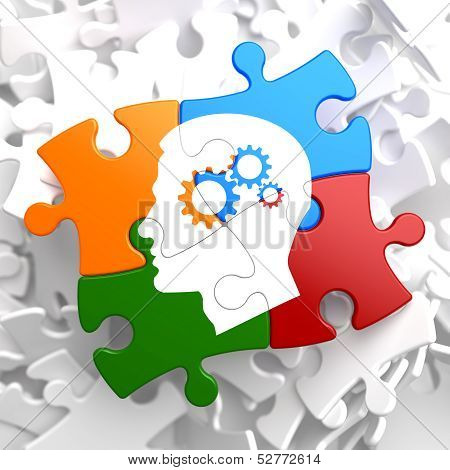 Psychological Concept on Multicolor Puzzle.