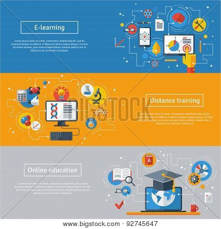 Flat design vector illustration concepts of education and online learning.