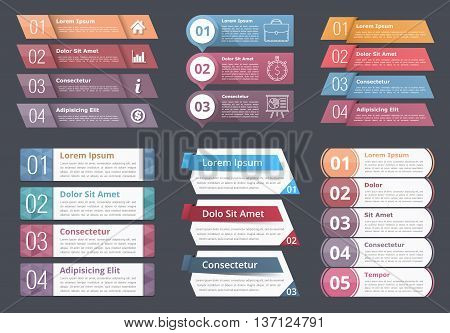 Set of infographic templates with numbers and text, process, flow chart design elements, business infographics, vector eps10 illustration