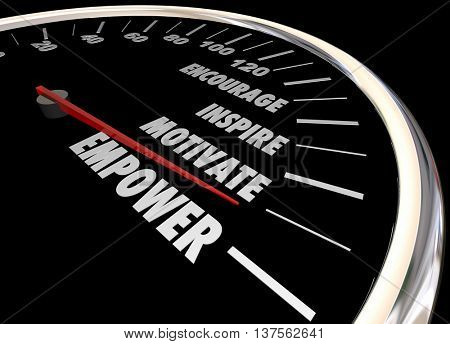 Empower Encourage Motivate Inspire Speedometer 3d Illustration