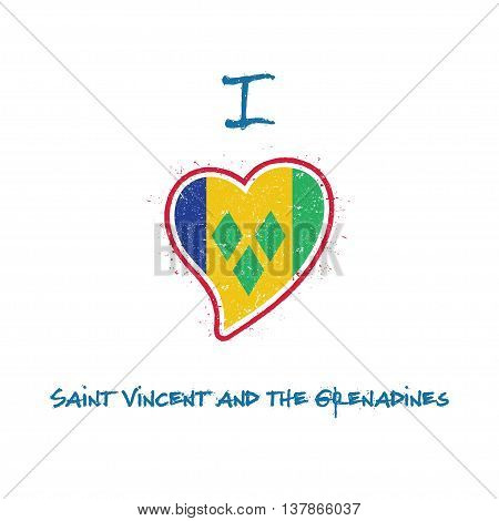 Saint Vincentian Flag Patriotic T-shirt Design. Heart Shaped National Flag Saint Vincent And The Gre