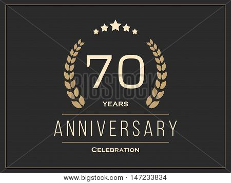 Seventy years anniversary celebration logotype. 70th anniversary logo. Vector illustration.