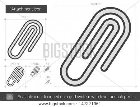 Attachment vector line icon isolated on white background. Attachment line icon for infographic, website or app. Scalable icon designed on a grid system.