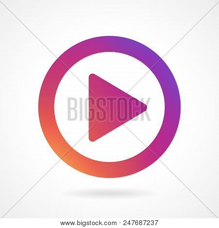 New Video, audio play icon, symbol, button, sign gradient color Instagram. Video play pictogram. Line icon, ui, app. Play outline icon colorful gradient Insta. Vector illustration EPS 10