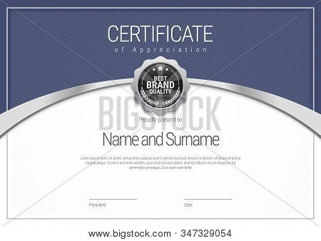 Silver Certificate Template. Diploma Of Modern Design Or Gift Certificate. Vector Illustration.