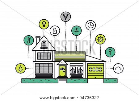 Smart House Line Style Illustration