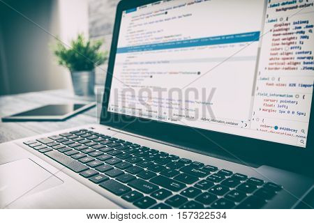 developer development web code tech coding program programming html screen script internet profession dictionary communication occupation identity concept - stock image