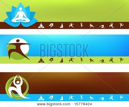 Um conjunto de modelos de banner vector - tema de Yoga