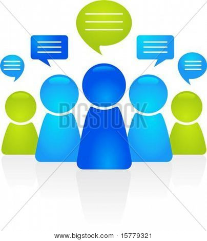 Abstract business people figures with speech bubbles