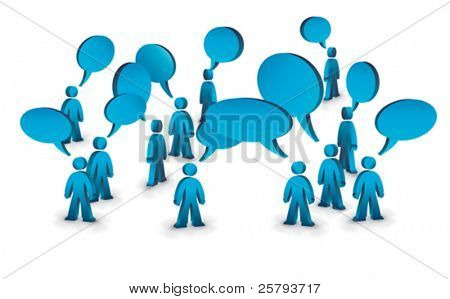 a group of people with speech bubbles above them