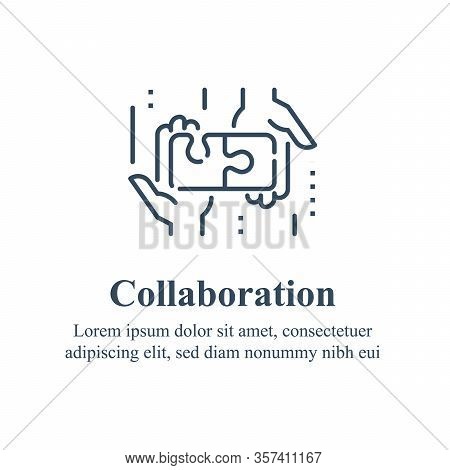 Team Work, Cooperation Or Collaboration, Unity Concept, Employee Engagement, Hand And Puzzle Jigsaw,