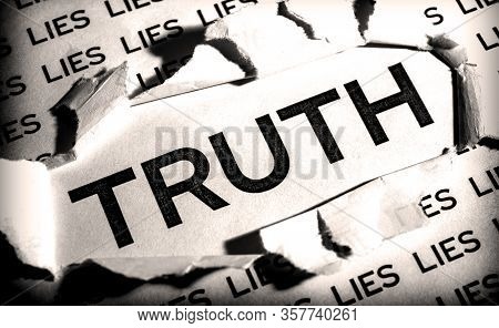 The Word Truth In The Middle Of A Sheet Of Paper Is Released From Lies.