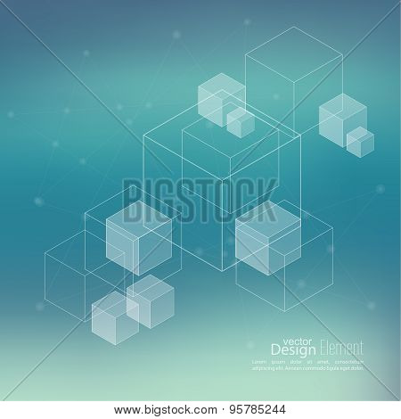 Abstract neat Blurred Background with transparent cubes,