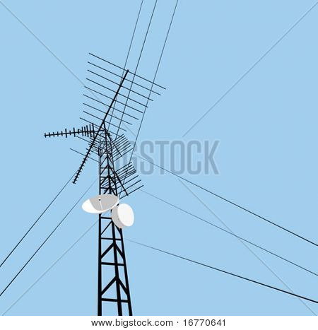타워, 유선 무선 통신 순수 벡터 아무 그라디언트 또는 다른 CS 효과를이 이미지 한다 그래서